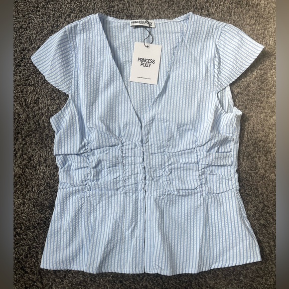 Princess Polly Tops - Princess Polly Indulgence Corset Top Blue Stripe Women’s Size 6 NWT